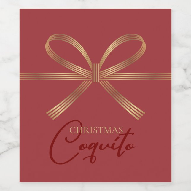 Elegant Coquito Bow Wine Label (Single Label)