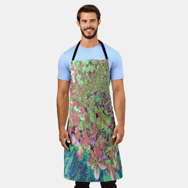 Elegant Coral and Chartreuse Limelight Hydrangea Apron (Worn)
