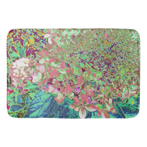 Elegant Coral and Chartreuse Limelight Hydrangea Bath Mat