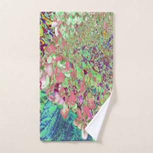 Elegant Coral and Chartreuse Limelight Hydrangea Bath Towel Set