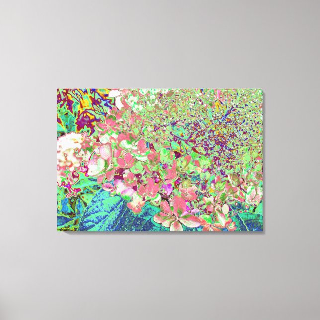 Elegant Coral and Chartreuse Limelight Hydrangea Canvas Print (Front)