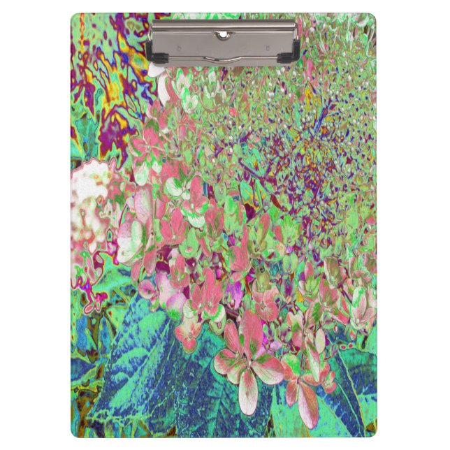 Elegant Coral and Chartreuse Limelight Hydrangea Clipboard (Front)