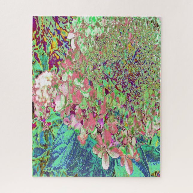 Elegant Coral and Chartreuse Limelight Hydrangea Jigsaw Puzzle (Vertical)