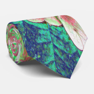 Elegant Coral and Chartreuse Limelight Hydrangea Neck Tie