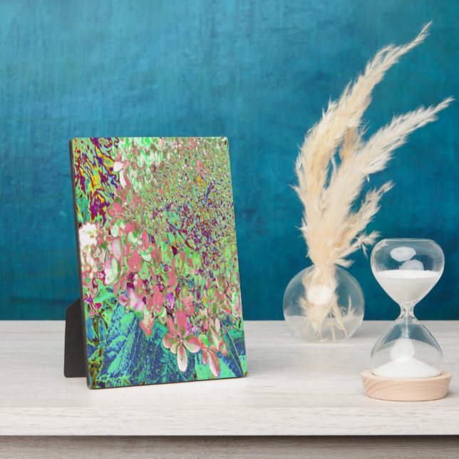 Elegant Coral and Chartreuse Limelight Hydrangea Plaque (Side)