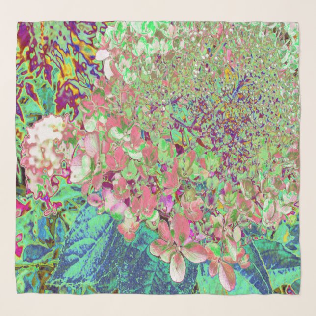 Elegant Coral and Chartreuse Limelight Hydrangea Scarf (Front)
