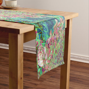 Elegant Coral and Chartreuse Limelight Hydrangea Short Table Runner