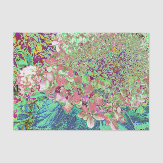 Elegant Coral and Chartreuse Limelight Hydrangea Tissue Paper (Front)