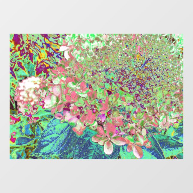 Elegant Coral and Chartreuse Limelight Hydrangea Window Cling (Sheet)