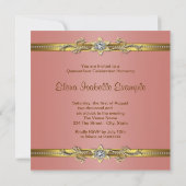 Elegant Coral and Gold Birthday Party Invitation (Back)