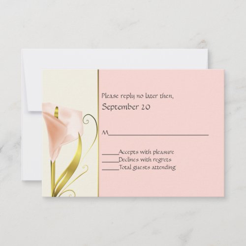 Elegant Coral and Gold Calla Lily Wedding RSVP