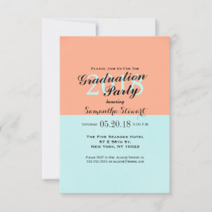 Elegant Coral and Mint Green Two Tone Color Split Invitation