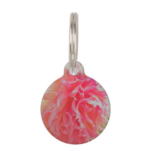 Elegant Coral and Pink Decorative Dahlia Pet ID Tag