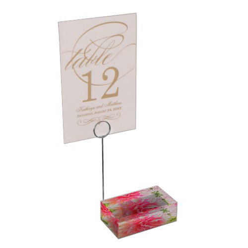 Elegant Coral and Pink Decorative Dahlia Place Card Holder