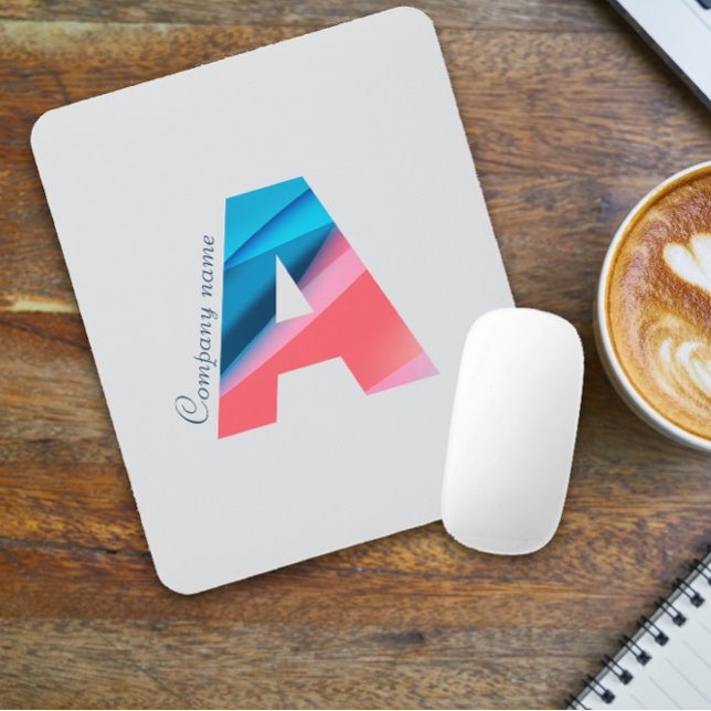 Elegant coral blue monogram with letter A Mouse Pad (Creator Uploaded)