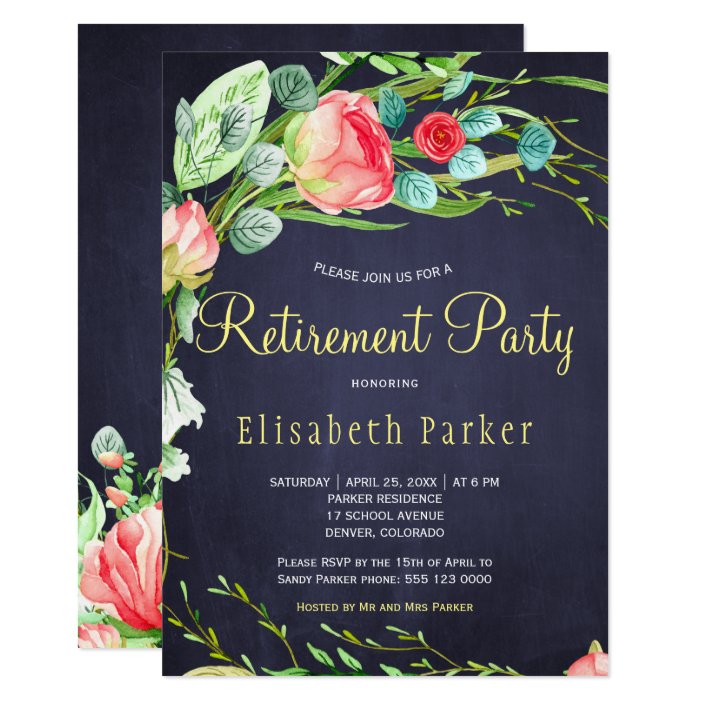 Elegant Coral Blush Garden Roses Retirement Party Invitation Zazzle