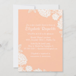 Elegant Coral Bridal Shower Invitations