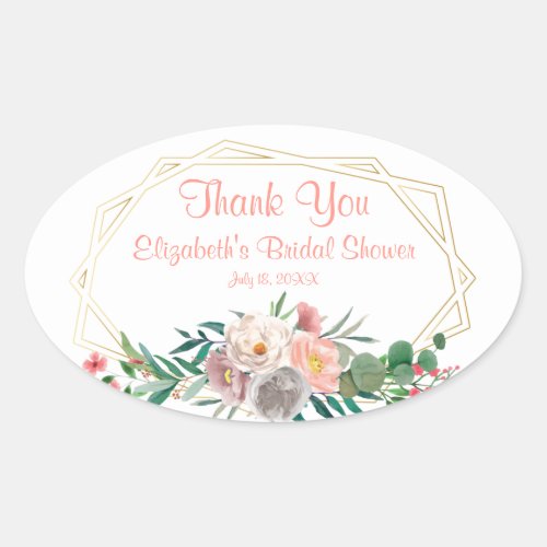 Elegant Coral Bridal Shower Square Sticker