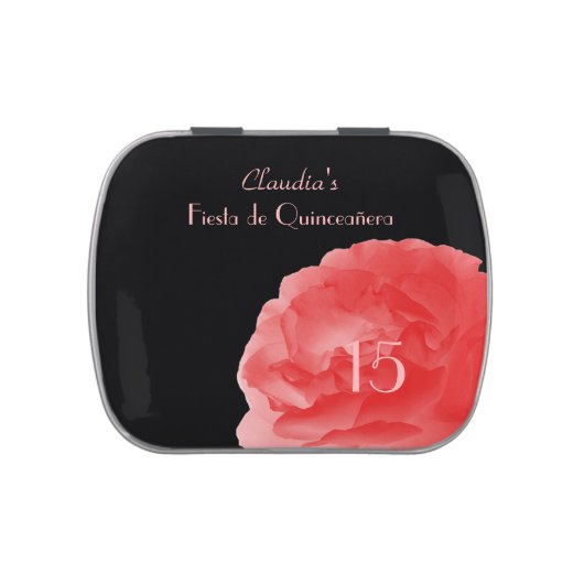 Elegant Coral Candy Tin Party Favor Quinceañera 15 (Top)
