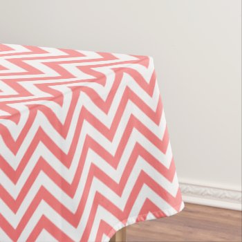 Elegant Coral Chevrons Pattern Tablecloth by heartlockedhome at Zazzle