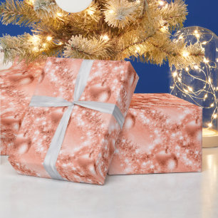 Elegant Coral Color Christmas Ball Wrapping Paper