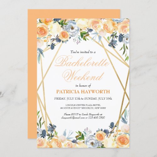 Elegant Coral Floral Bachelorette Weekend Invitation