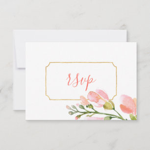 Elegant Coral Floral Gold Geometric RSVP