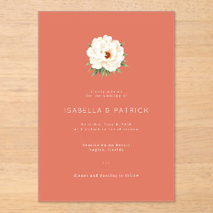 Elegant Coral Floral Wedding Invitation