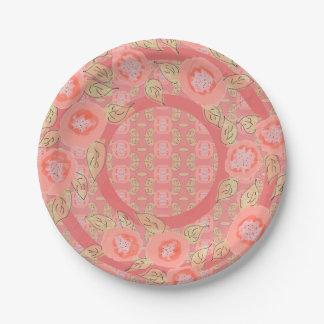 Elegant Coral Flowered  Paper Plates