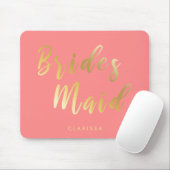 Elegant coral & gold bridesmaid mouse pad (With Mouse)