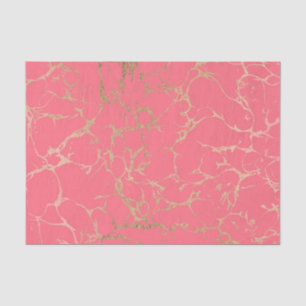 Elegant coral gold faux foil marble pattern tissue paper