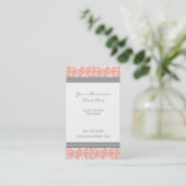 Elegant Coral Gray Damask Business Cards (Standing Front)
