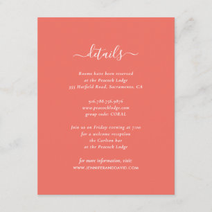 Elegant Coral Guest Information Cards