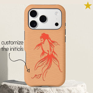 Elegant Coral Japanese Ink Goldfish Custom Name iPhone 17 Pro Case