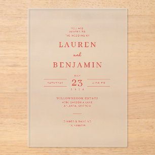 Elegant Coral Minimalist Wedding Invitation