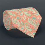 Elegant Coral & Mint Green Floral Paisley Neck Tie<br><div class="desc">This sweet color combination will help you celebrate that special occasion.  Timeless curved teardrop motifs are adorned with modern floral graphics.</div>