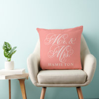 Elegant Coral Mr and Mrs Script Custom Monogram
