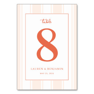 Elegant Coral Number Eight Table Number