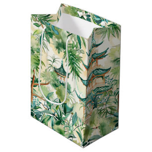 Elegant Coral Pagoda Sage Botanical Medium Gift Bag