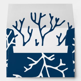 Elegant Coral Pattern - Teal Blue Ocean Themed Envelope