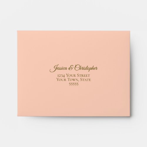 Elegant Coral Peach with Gold Lace Wedding RSVP Envelope