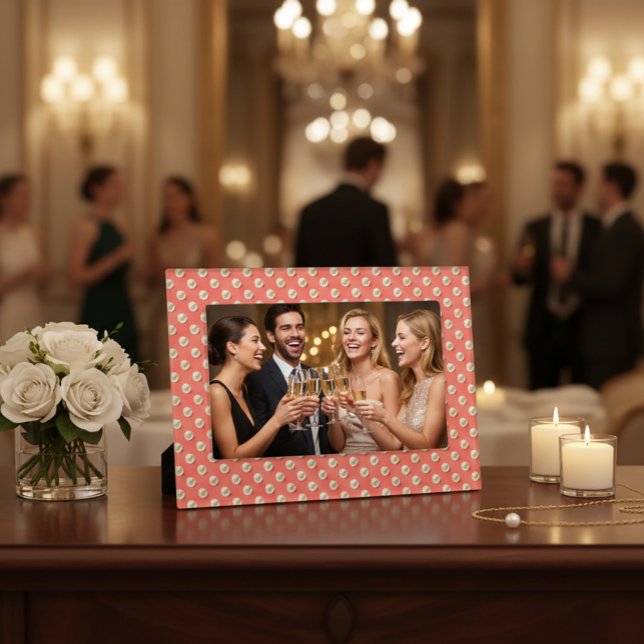 Elegant Coral & Pearls Magnetic Photo Frame (Creator Uploaded)