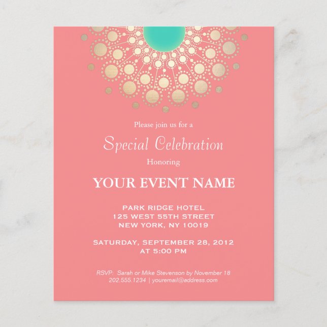 Elegant Coral Pink and Gold Circle Motif (Front)