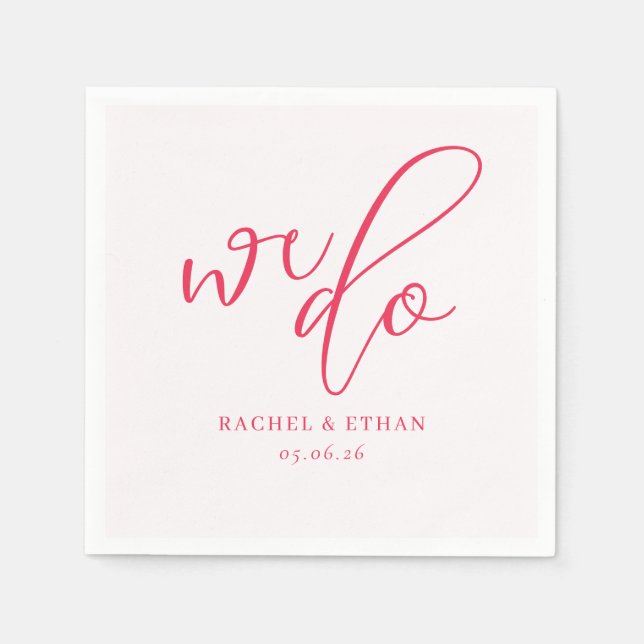 Elegant Coral Pink Calligraphy Napkins (Front)