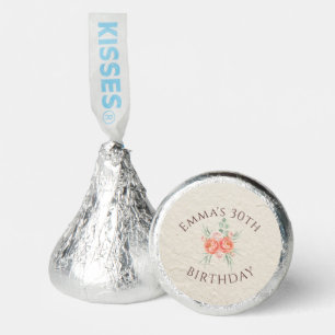 Elegant Coral Pink Floral Rose Gold Birthday Hershey®'s Kisses®