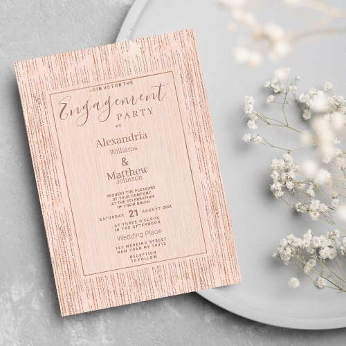 Elegant coral pink gold geometric Engagement Invit Invitation