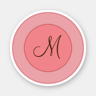 Elegant Coral Pink Modern Monogram Sticker