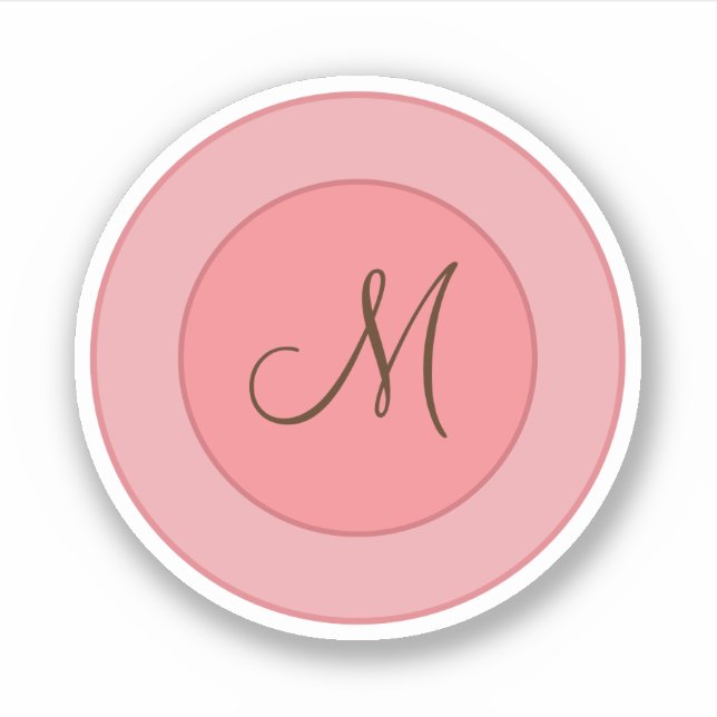 Elegant Coral Pink Modern Monogram Sticker (Front)