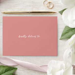 Elegant Coral Pink Modern Wedding Envelope