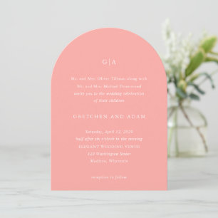 Elegant Coral Pink Modern Wedding Invitation